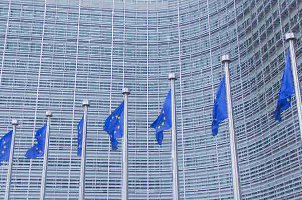 Vlag van Europa voor internationaal gebouw